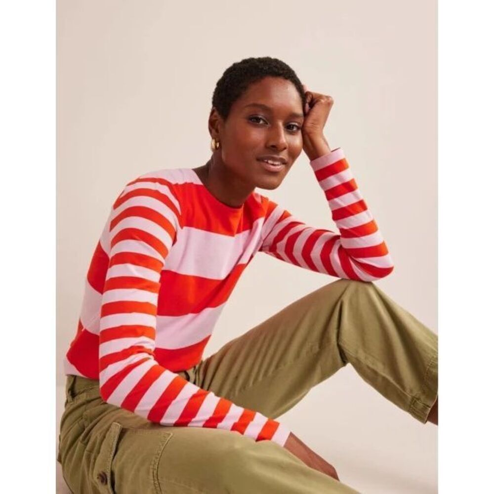 Boden Bea Long Sleeve Breton Red/Pink Size‎ 2
